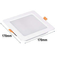 Faretto Led Da Incasso Quadrato 18W 1800LM Freddo 6000K 170X170mm Montaggio 2 In 1 Da Plafone e Da Incasso