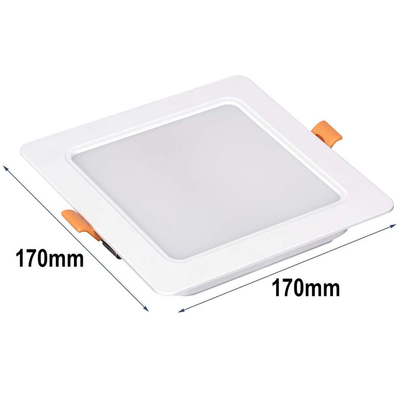 Faretto Led Da Incasso Quadrato 18W 1800LM Freddo 6000K 170X170mm Montaggio 2 In 1 Da Plafone e Da Incasso