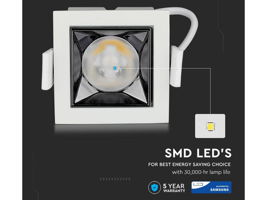 Faretto Led Da Incasso Quadrato 4W Caldo 2700K UGR<19 Riflettore 38° CRI>90 Chip Samsung SKU-987