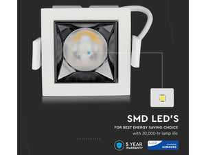 Faretto Led Da Incasso Quadrato 4W Freddo 5700K UGR<19 Riflettore 38° CRI>90 Chip Samsung SKU-985