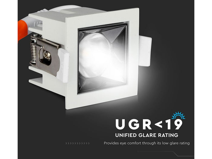 Faretto Led Da Incasso Quadrato 4W Freddo 5700K UGR<19 Riflettore 38° CRI>90 Chip Samsung SKU-985