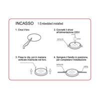 Faretto Led Da Incasso Quadrato 5W 500LM Bianco Freddo 6000K 95X95mm