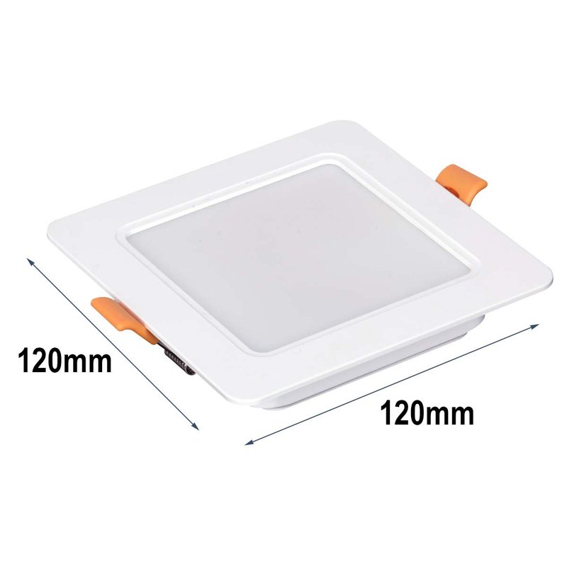 Faretto Led Da Incasso Quadrato 9W 900LM Freddo 6000K 120X120mm Montaggio 2 In 1 Da Plafone e Da Incasso
