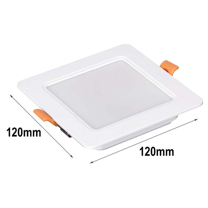 Faretto Led Da Incasso Quadrato 9W 900LM Freddo 6000K 120X120mm Montaggio 2 In 1 Da Plafone e Da Incasso