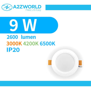 Faretto Led da Incasso CCT 9W 900lm, D118X30mm, Foro 90mm, 3 Colori 3000K 4200K 6500K Angolo 120° IP20