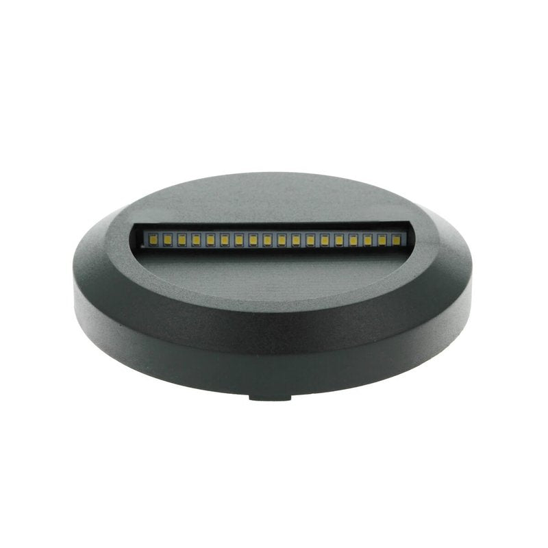 Faretto Luci Led Segnapasso Rotondo Carcassa Nera 2W Bianco Neutro IP65 Montaggio a Plafone SKU-1316