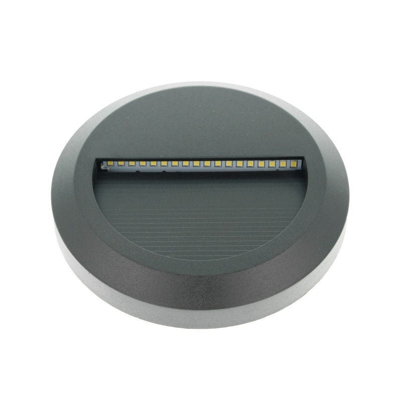 Faretto Luci Led Segnapasso Rotondo Carcassa Nera 2W Bianco Neutro IP65 Montaggio a Plafone SKU-1316