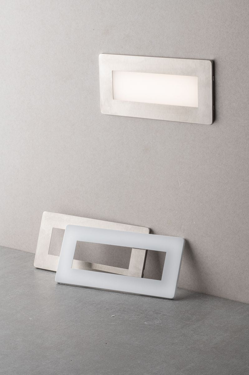 Faretto Segnapasso Incasso 506 LED 5W 650LM Luce CCT Doppia Placca Bianca Nikel IP65