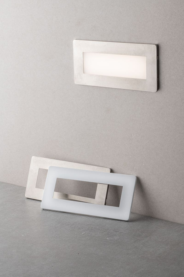 Faretto Segnapasso Incasso 506 LED 5W 650LM Luce CCT Doppia Placca Bianca Nikel IP65