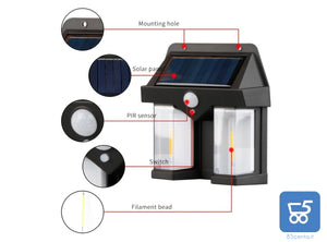 Faretto Solare LED Luce Calda Resistente all'Acqua Sensore di Movimento Auto Spegnimento