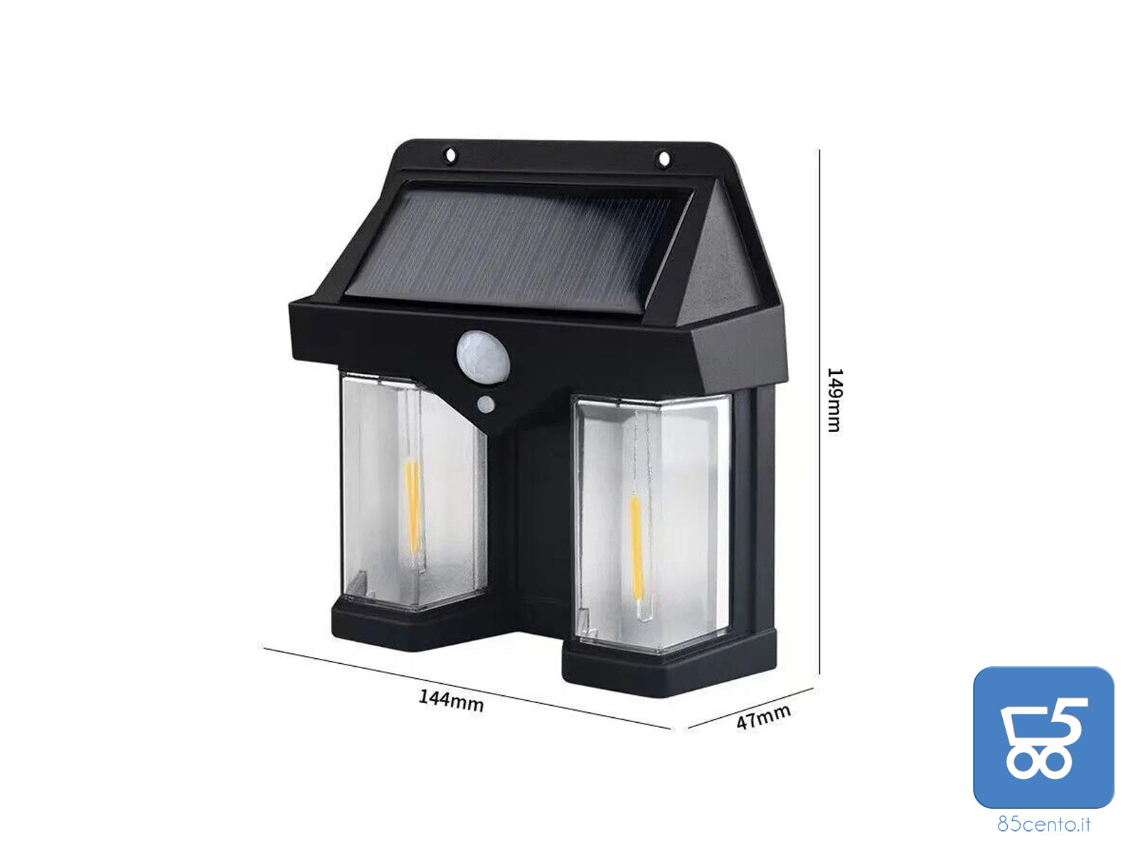 Faretto Solare LED Luce Calda Resistente all'Acqua Sensore di Movimento Auto Spegnimento