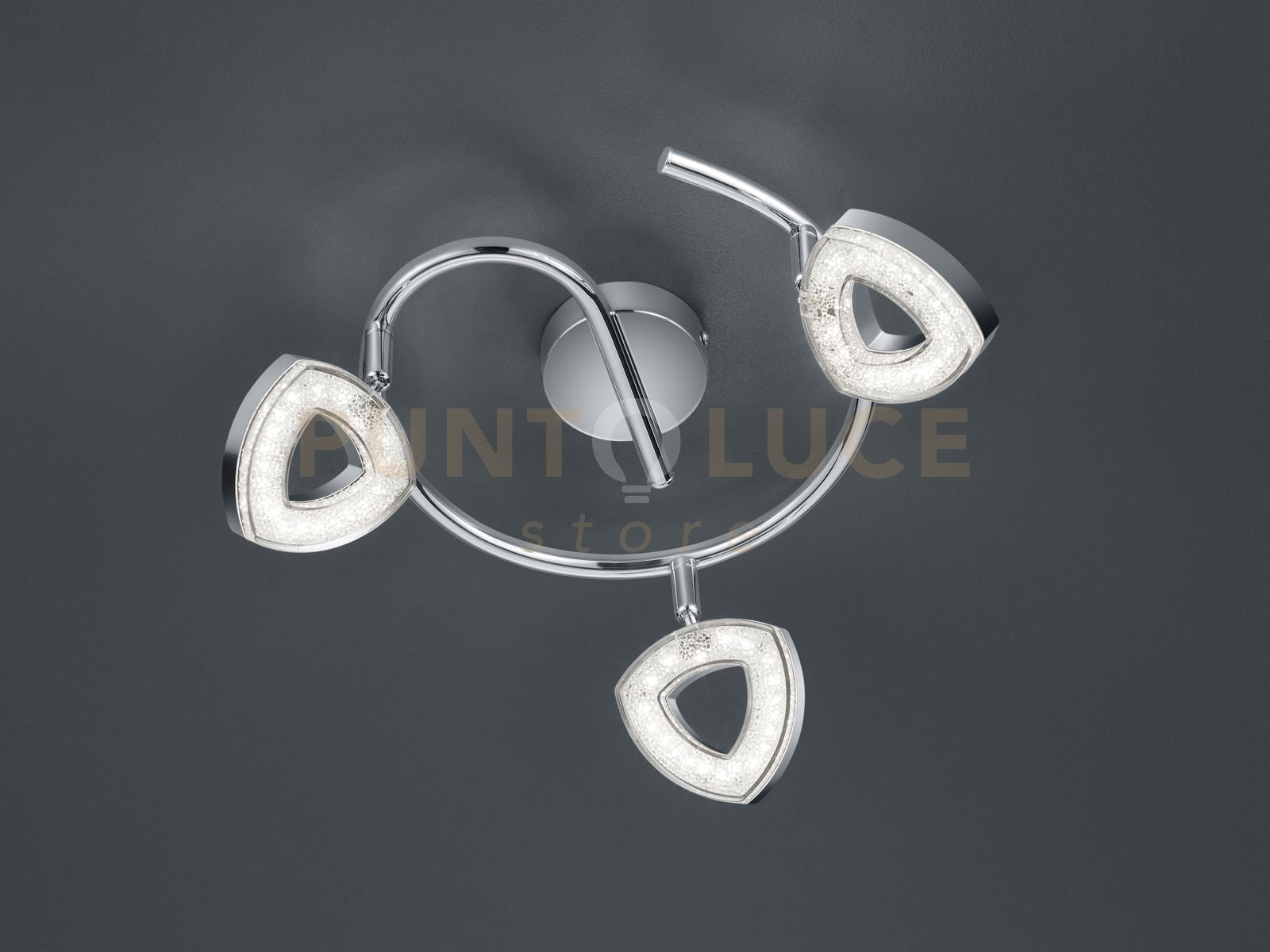 Faretto TOURS girandola 3 spots LED integrati in diffusore triangolo cromato R82139106