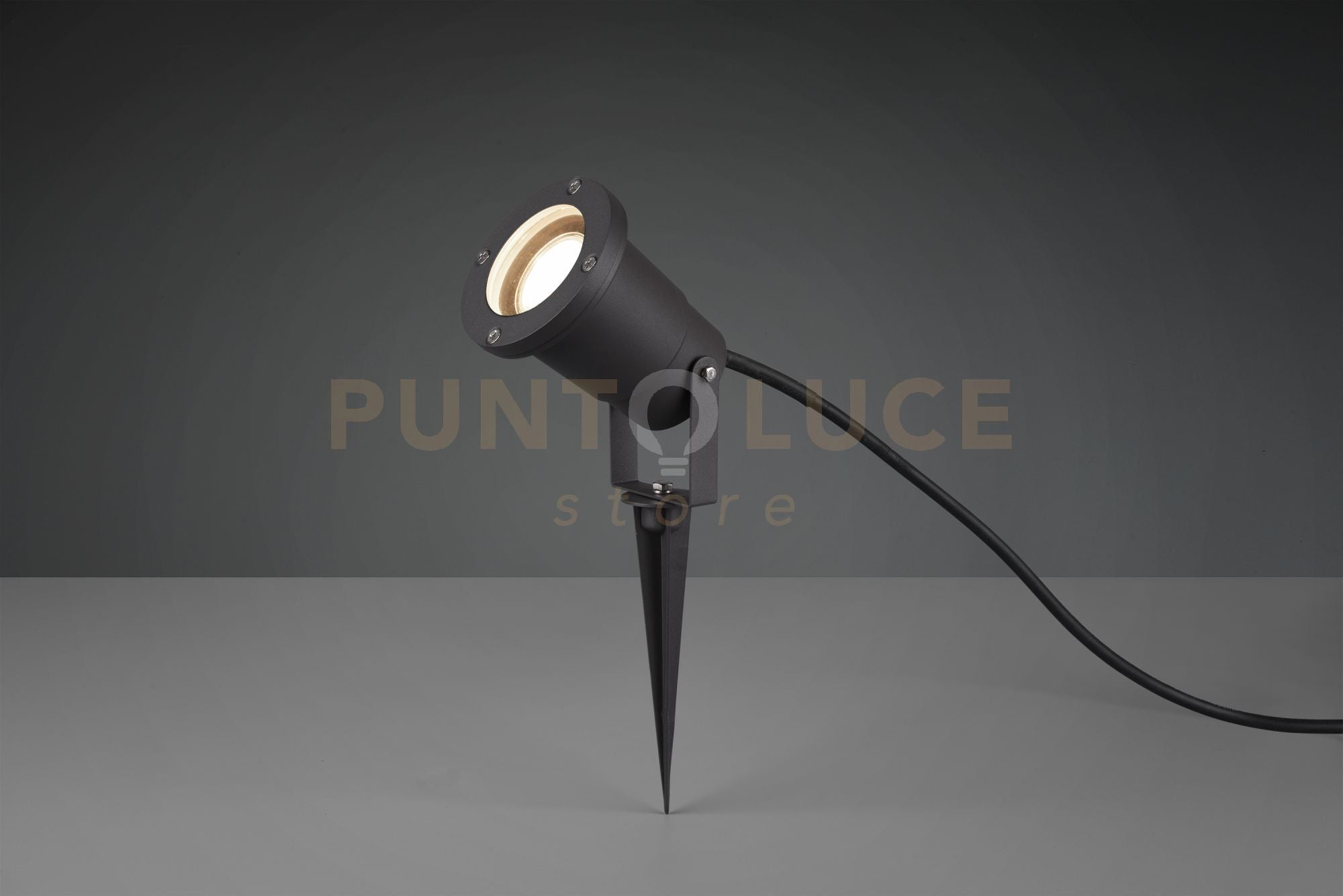UBANGI FARO DA ESTERNO CON PICCHETTO SINGOLO FUSIONE DI ALLUMINIO ANTRACITE IP54 CAVO 5 METRI 1 LUCE ATTACCO GU10
