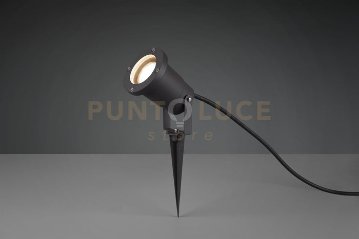 UBANGI FARO DA ESTERNO CON PICCHETTO SINGOLO FUSIONE DI ALLUMINIO ANTRACITE IP54 CAVO 5 METRI 1 LUCE ATTACCO GU10