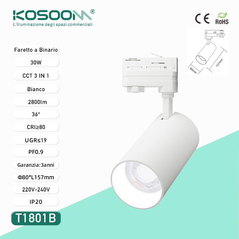 Faretto a Binario 30W CCT-3000K-4000K-6000K BIANCO