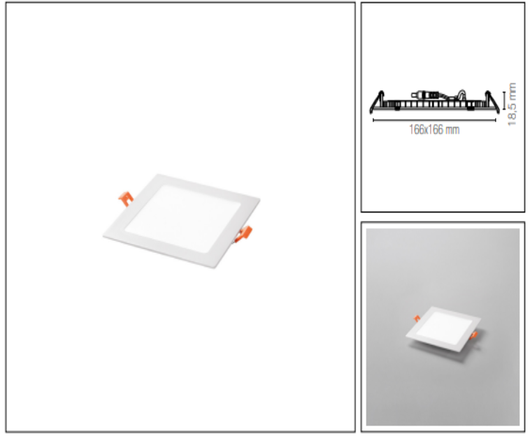 Faretto ad incasso LED FLAP quadrato ultrasottile bianco opaco 12W Luce fredda 6500K 1260LM