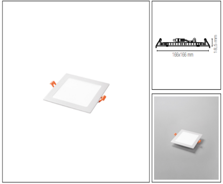 Faretto ad incasso LED FLAP quadrato ultrasottile bianco opaco 12W Luce fredda 6500K 1260LM