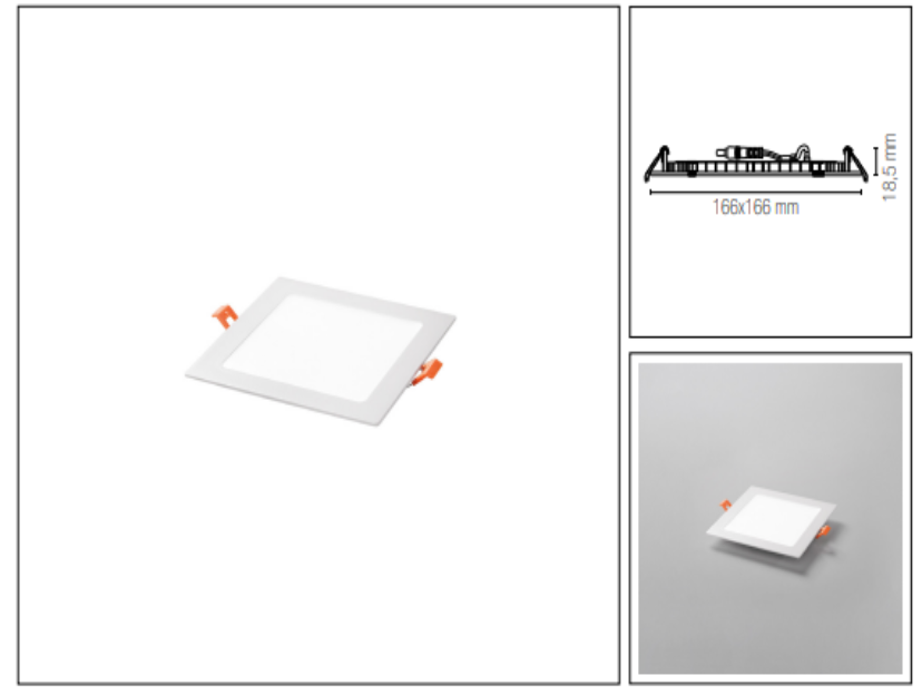 Faretto ad incasso LED FLAP quadrato ultrasottile bianco opaco 18W Luce fredda 6500K 1980LM