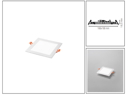 Faretto ad incasso LED FLAP quadrato ultrasottile bianco opaco 18W Luce fredda 6500K 1980LM