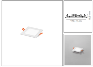 Faretto ad incasso LED FLAP quadrato ultrasottile bianco opaco 8W Luce fredda 6500K 780LM