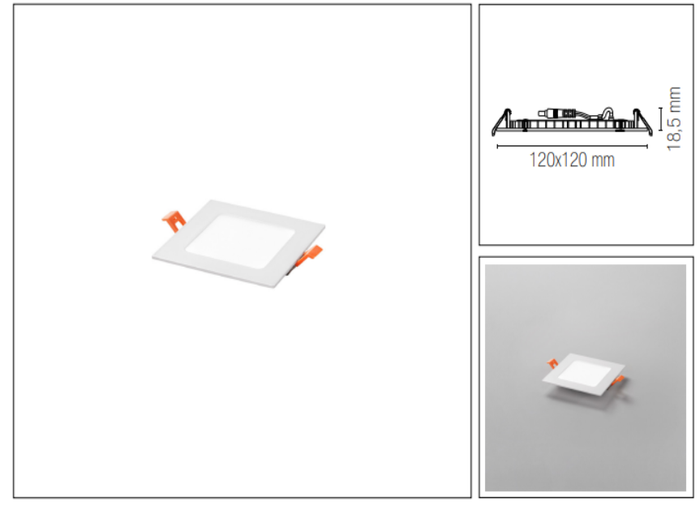 Faretto ad incasso LED FLAP quadrato ultrasottile bianco opaco 8W Luce fredda 6500K 780LM