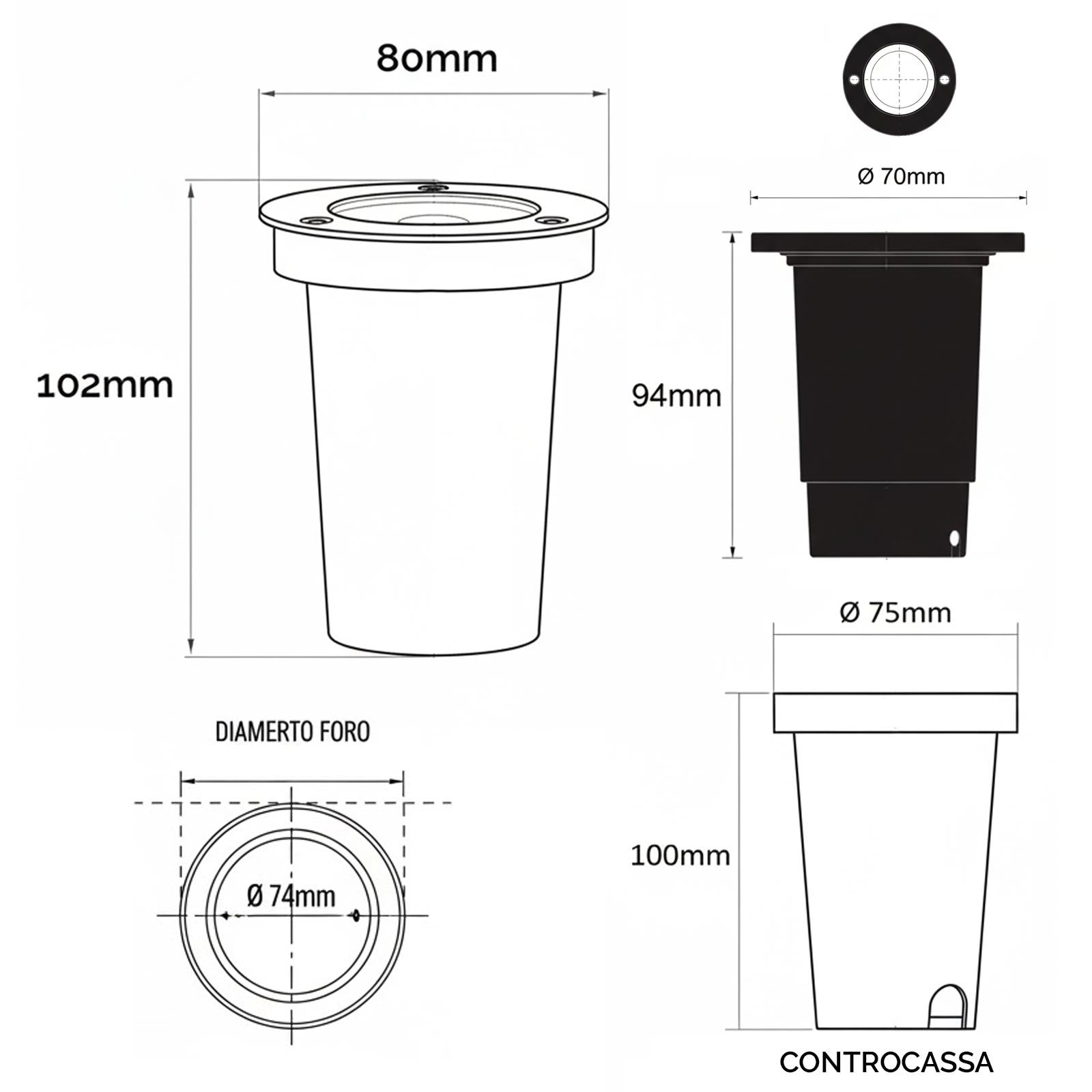 Faretto calpestabile incasso acciaio 304 impermeabile IP67 LED GU10 segnapassi luce giardino facciate piante 230V