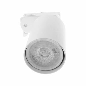 Faretto da binario trifase GU10 orientabile e ruotabile, attacco 4 fili, compatibile con 3 linee di accensione, max 50W, 220V, Bianco