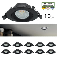 CONFEZIONE DA 10 Faretto incasso tondo slim LED 7W CCT orientabile foro 70mm SPOT 38 gradi luci cappa vetrina negozio NERO