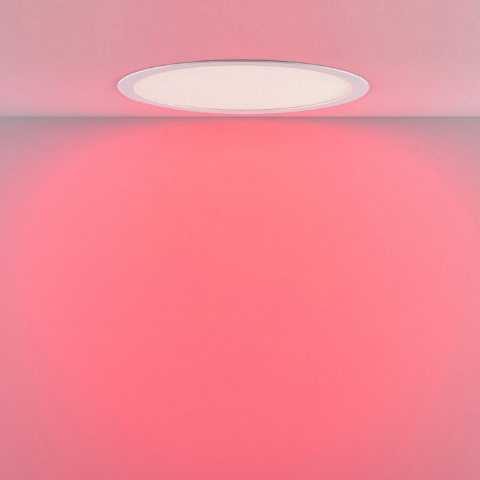 Faretto LED incasso pannello tondo slim DMX RGB multicolore luce calda 24V impermeabile cromoterapia box doccia bagno 36W foro 380mm