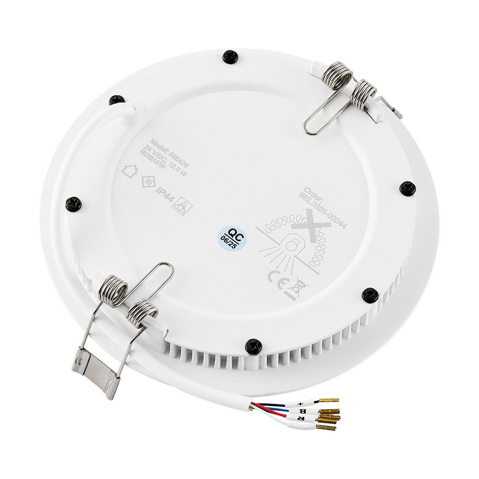 Faretto LED incasso pannello tondo slim DMX RGB multicolore luce calda 24V impermeabile cromoterapia box doccia bagno 12W foro 125mm