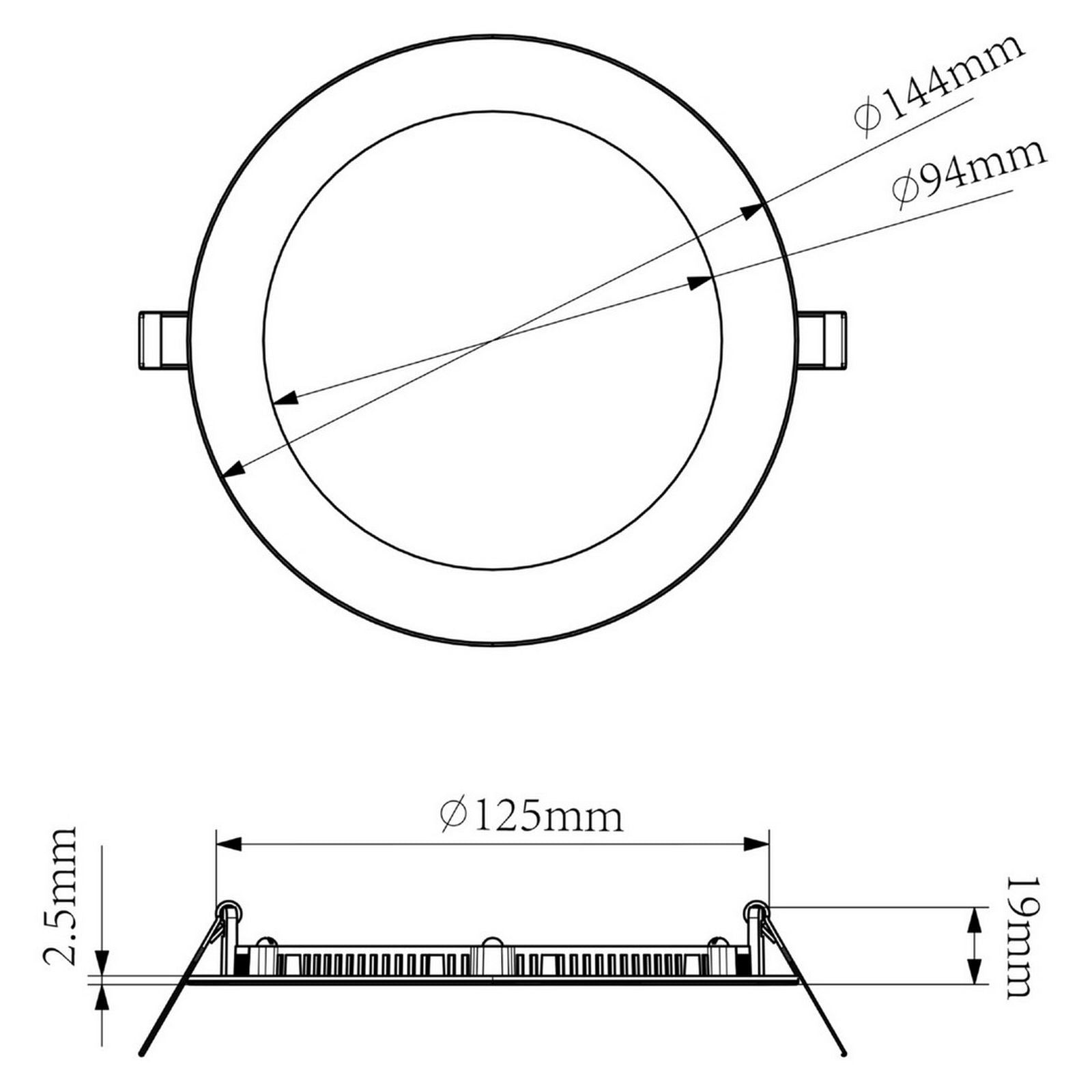 Faretto LED incasso pannello tondo slim DMX RGB multicolore luce calda 24V impermeabile cromoterapia box doccia bagno 12W foro 125mm