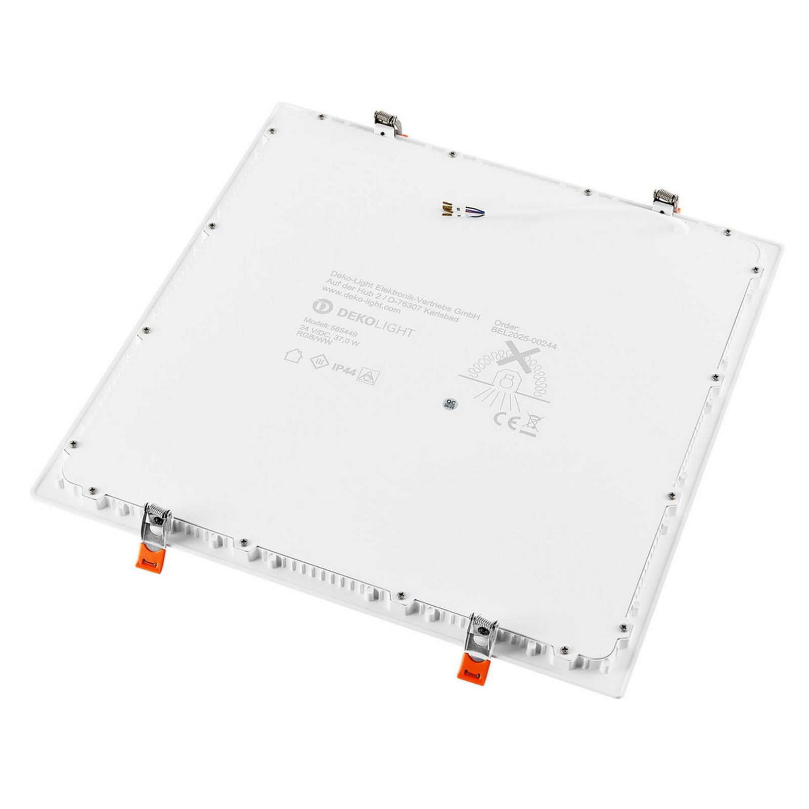 Faretto LED incasso pannello quadrato slim DMX RGB multicolore luce calda 24V impermeabile cromoterapia box doccia bagno 37W foro 380x380