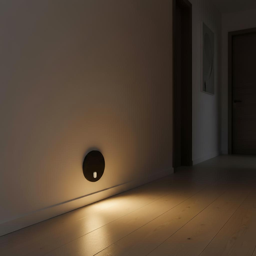 Faretto segnapassi LED incasso 4W 3000K dimmerabile luce per interni scale gradini ingresso Tondo Nero 230V