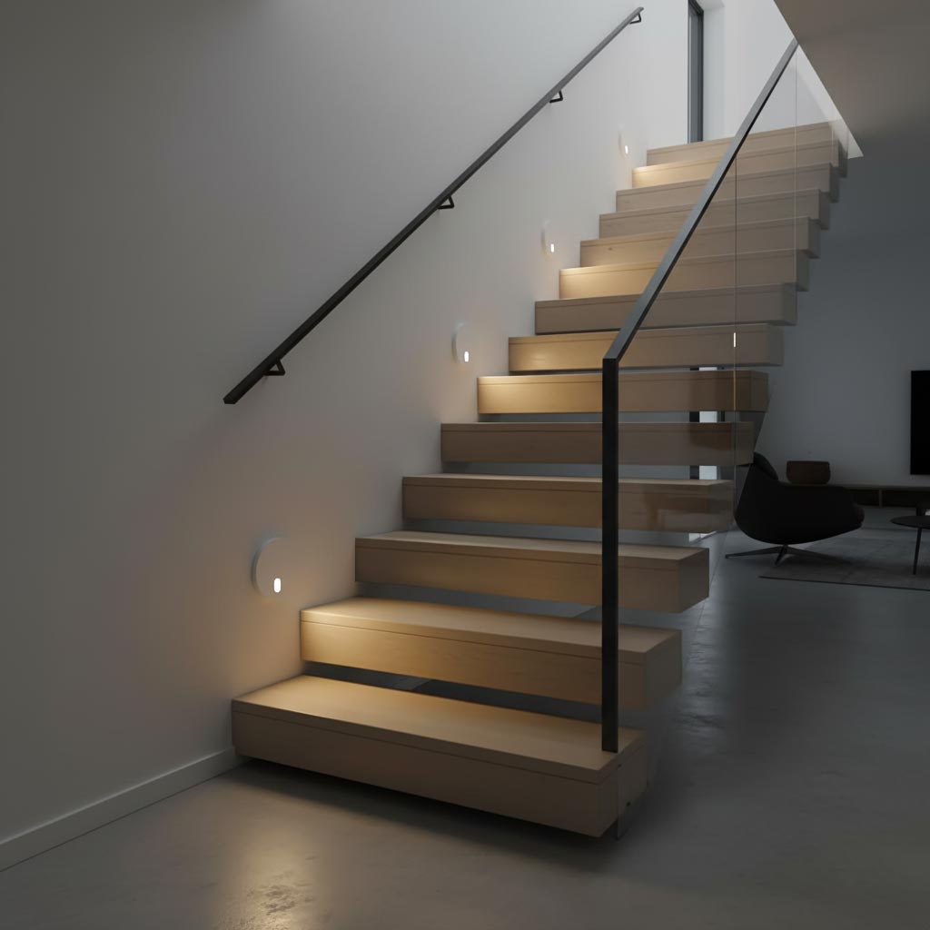 Faretto segnapassi LED incasso 4W 3000K dimmerabile luce per interni scale gradini ingresso Tondo Bianco 230V