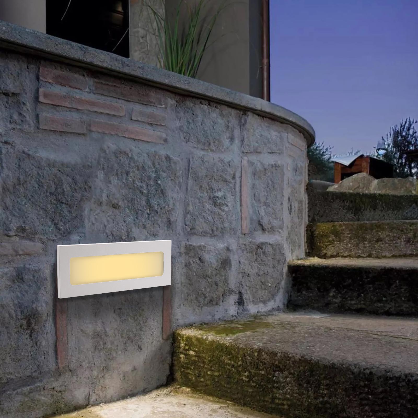 Faretto segnapassi LED 6W CCT incasso rettangolare parete IP65 moderno lampada muro luce viale giardino esterni 230V BIANCO