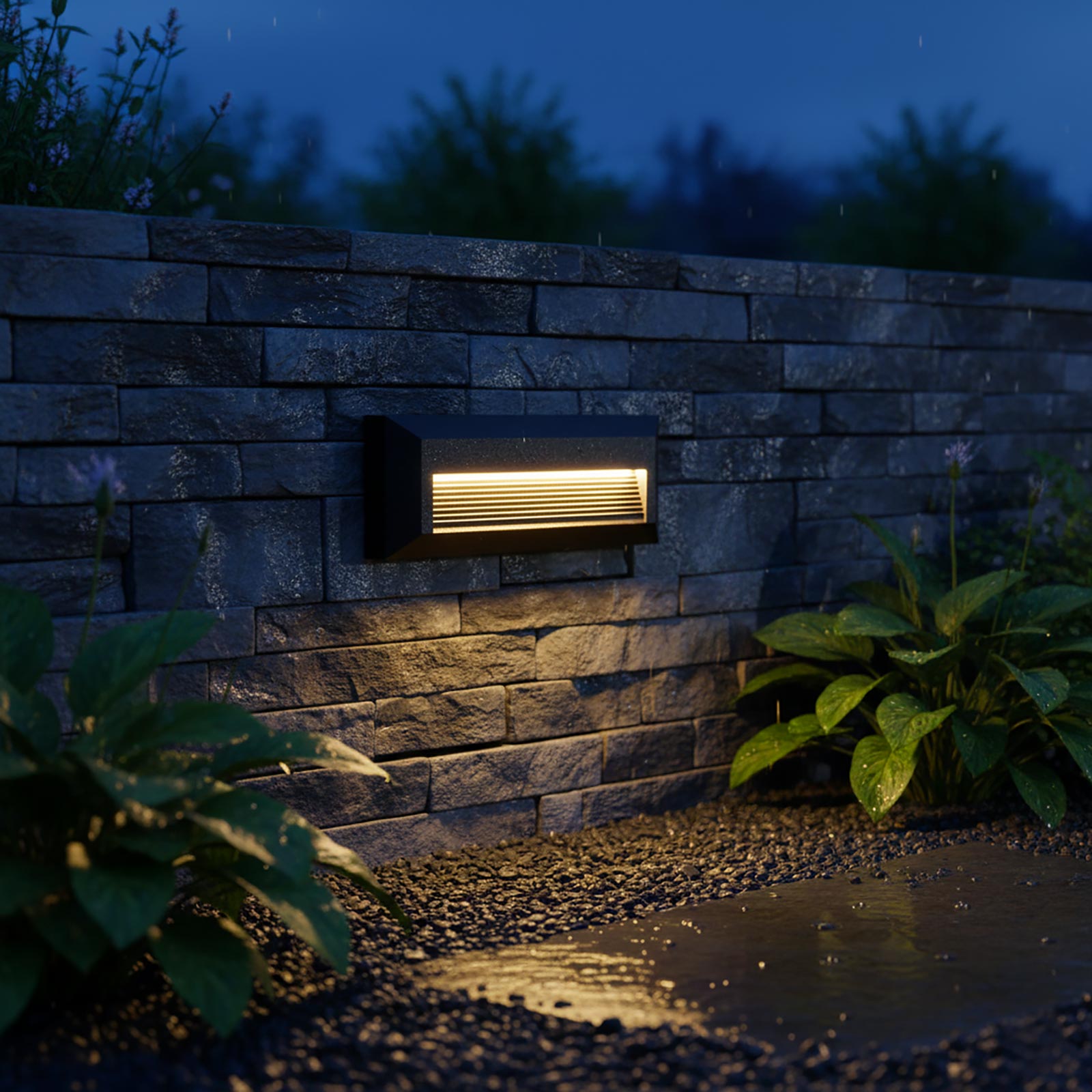 Faretto segnapassi rettangolare slim LED 6W CCT per esterni IP65 luce regolabile 3000K-6000K giardino parete muro 230V COLORE NERO