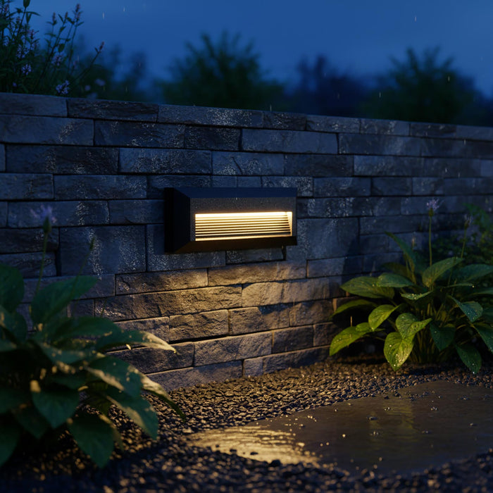 Faretto segnapassi rettangolare slim LED 6W CCT per esterni IP65 luce regolabile 3000K-6000K giardino parete muro 230V COLORE NERO