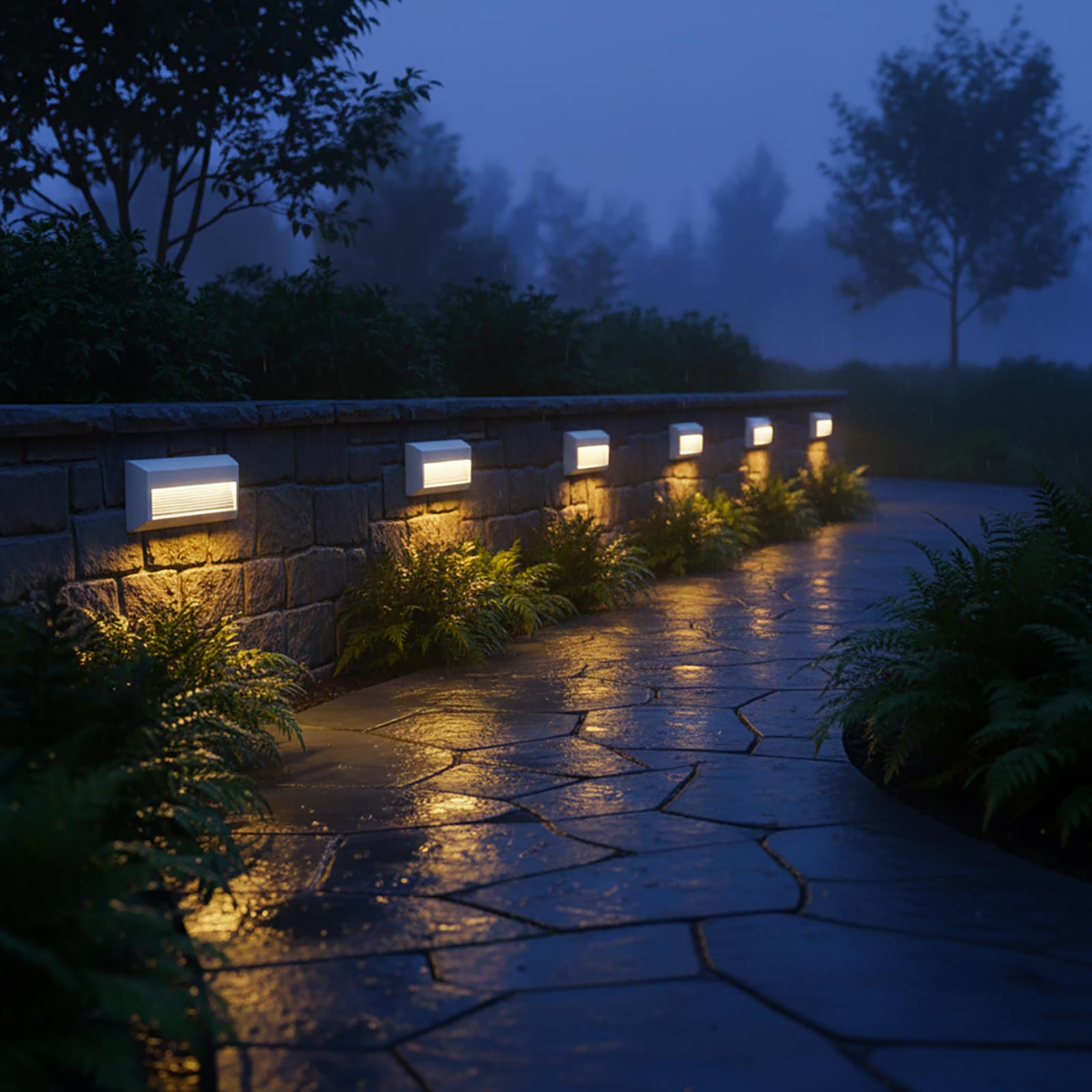 Faretto segnapassi rettangolare slim LED 6W CCT per esterni IP65 luce regolabile 3000K-6000K giardino parete muro 230V COLORE BIANCO