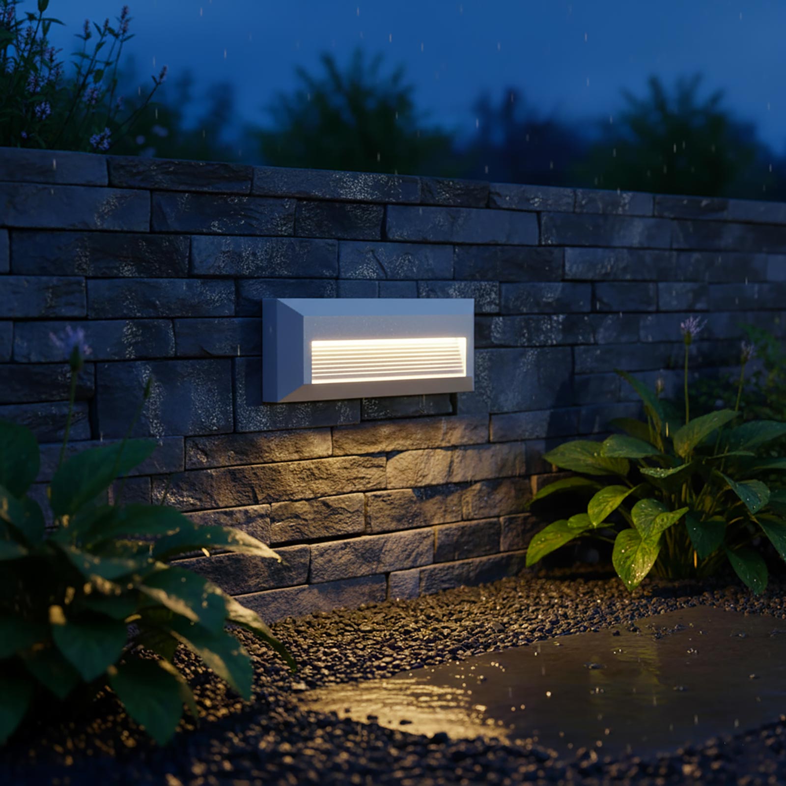 Faretto segnapassi rettangolare slim LED 6W CCT per esterni IP65 luce regolabile 3000K-6000K giardino parete muro 230V COLORE BIANCO