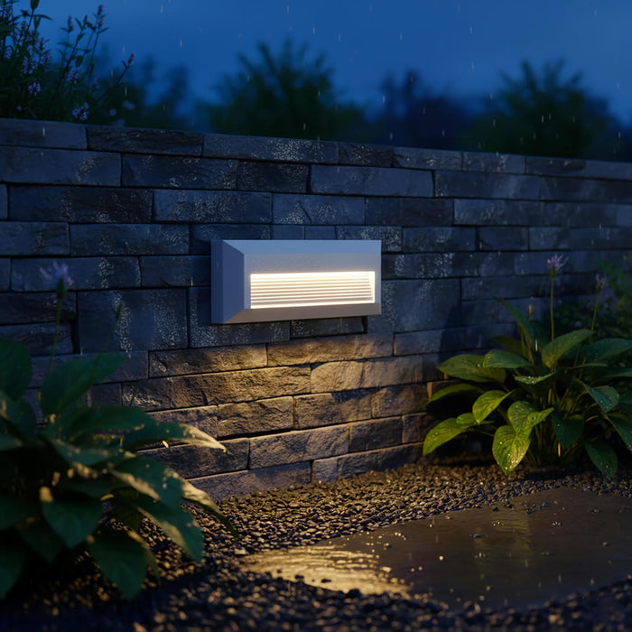 Faretto segnapassi rettangolare slim LED 6W CCT per esterni IP65 luce regolabile 3000K-6000K giardino parete muro 230V COLORE BIANCO