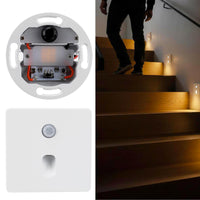 Faretto segnapassi luce LED da incasso con sensore movimento PIR potenza regolabile 4W 2W scale corridoio Quadrato Bianco 230V