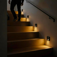 Faretto segnapassi luce LED da incasso con sensore movimento PIR potenza regolabile 4W 2W scale corridoio Quadrato Nero 230V