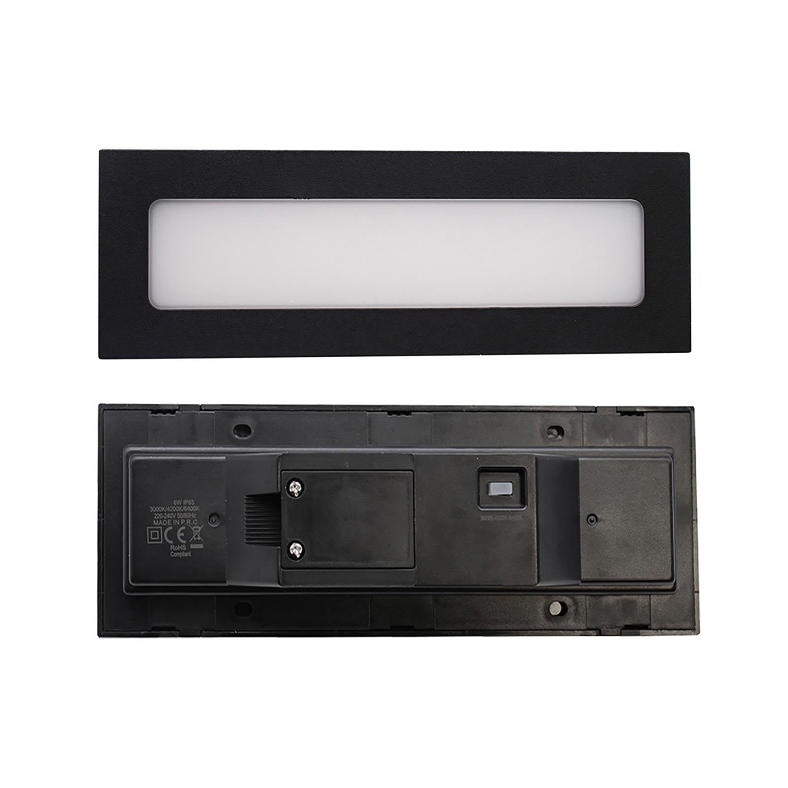 Faretto segnapassi LED 6W CCT incasso rettangolare parete IP65 moderno lampada muro luce viale giardino esterni 230V NERO