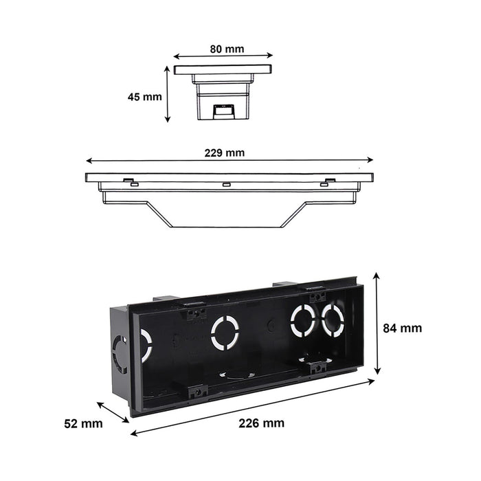 Faretto segnapassi LED 6W CCT incasso rettangolare parete IP65 moderno lampada muro luce viale giardino esterni 230V NERO