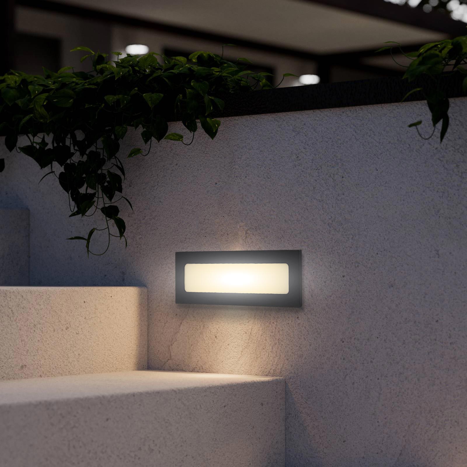 Faretto segnapassi LED 6W CCT incasso rettangolare parete IP65 moderno lampada muro luce viale giardino esterni 230V NERO