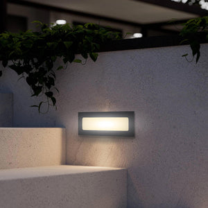 Faretto segnapassi LED 6W CCT incasso rettangolare parete IP65 moderno lampada muro luce viale giardino esterni 230V NERO