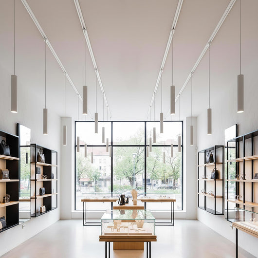 Pendente track binario trifase attacco GU10 lampada sospensione moderna luce negozio vetrina ufficio cucina COLORE BIANCO