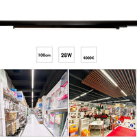 Barra LED faretto track binario trifase 28W alluminio nero bianco luce lineare negozio ufficio abitazione moderna 100cm NERO 4000K