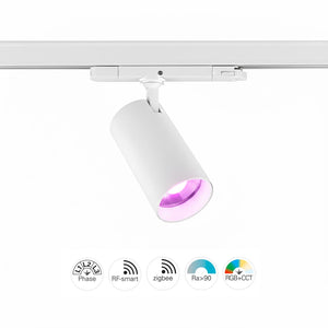 Faretto orientabile Track LED SPOT Trifase Smart RGB CCT Zigbee 3.0 RF luce colorata illuminazione vetrine negozio bar COLORE BIANCO