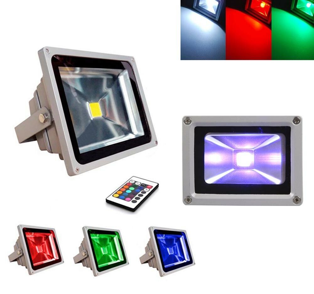 Faro Faretto Led RGB 30w Esterno con Telecomando Multicolore